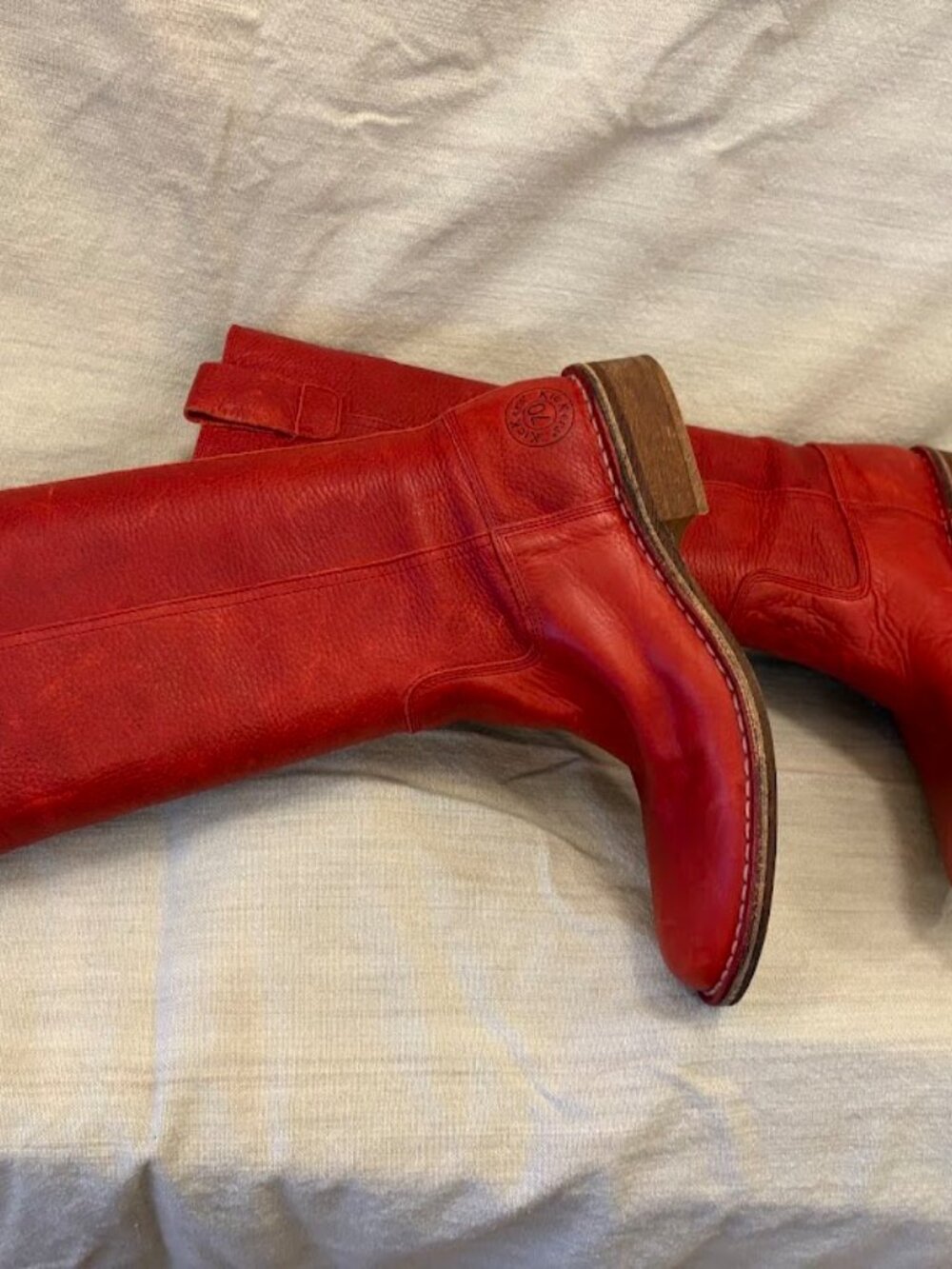 Kickers red leather knee boots. European size 41.